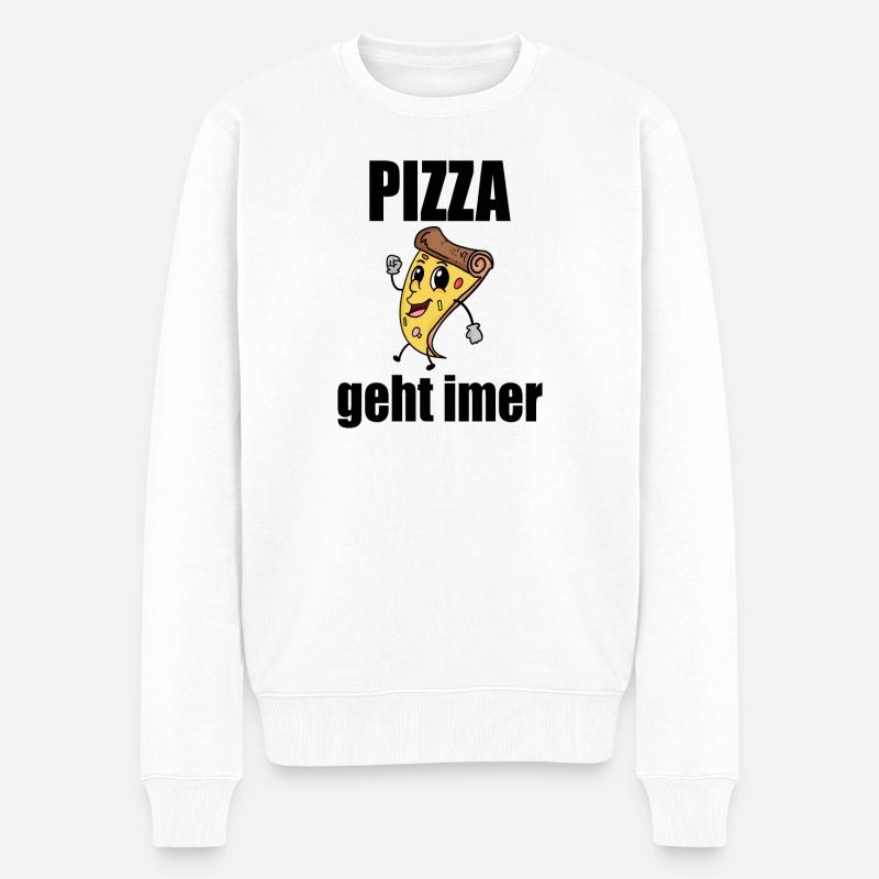 Pizza geht immer - Männer Premium Bio Pullover - Weiß