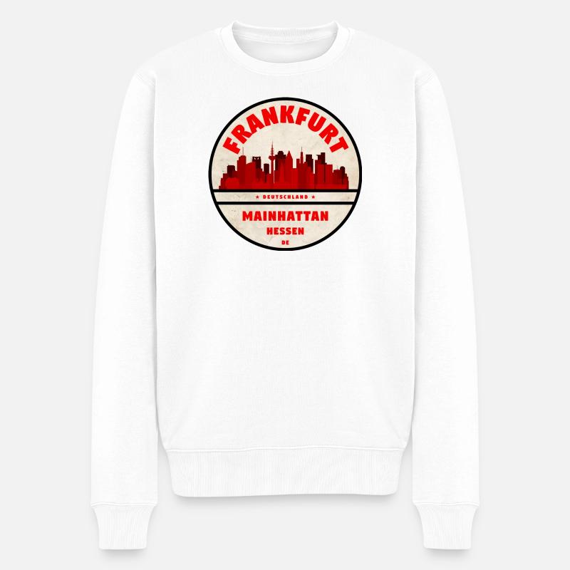 Mainhattan Skyline Rouge Francfort - Pull Premium bio Homme - blanc