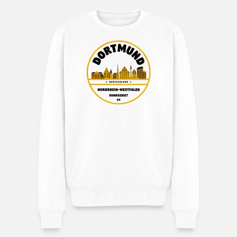Goldene Stadtsilhouette Skyline - Männer Premium Bio Pullover - Weiß