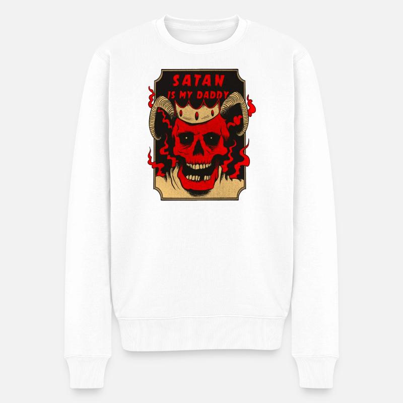 Satan ist mein Vater - Männer Premium Bio Pullover - Weiß