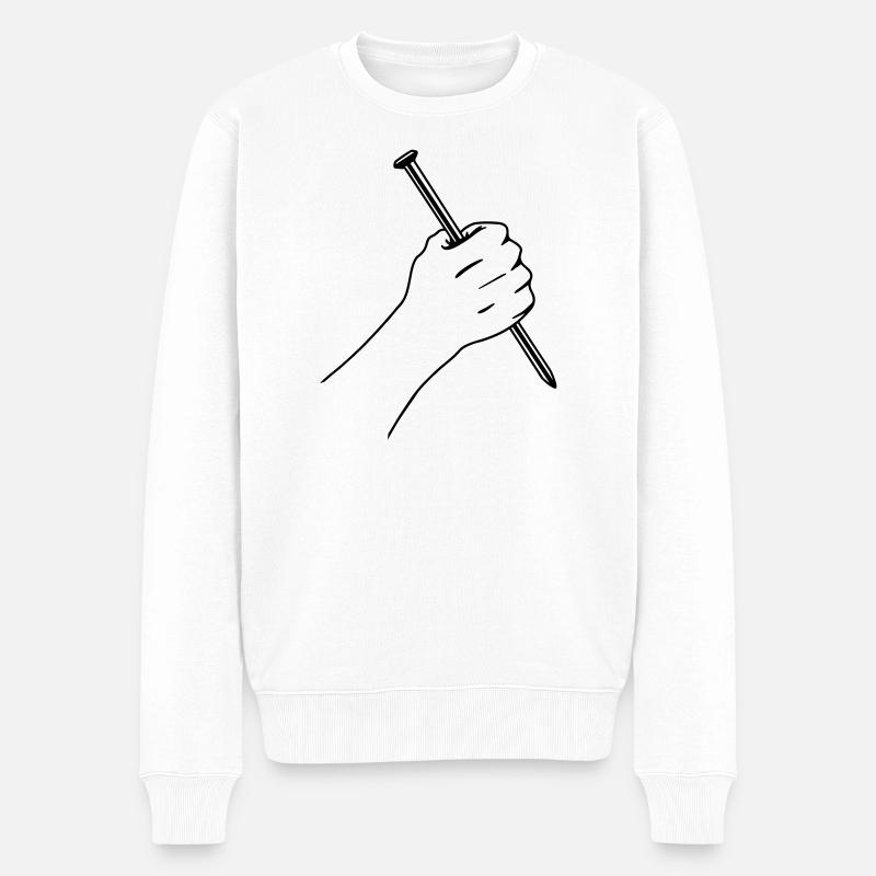 Großer Nagel in Faust - Männer Premium Bio Pullover - Weiß