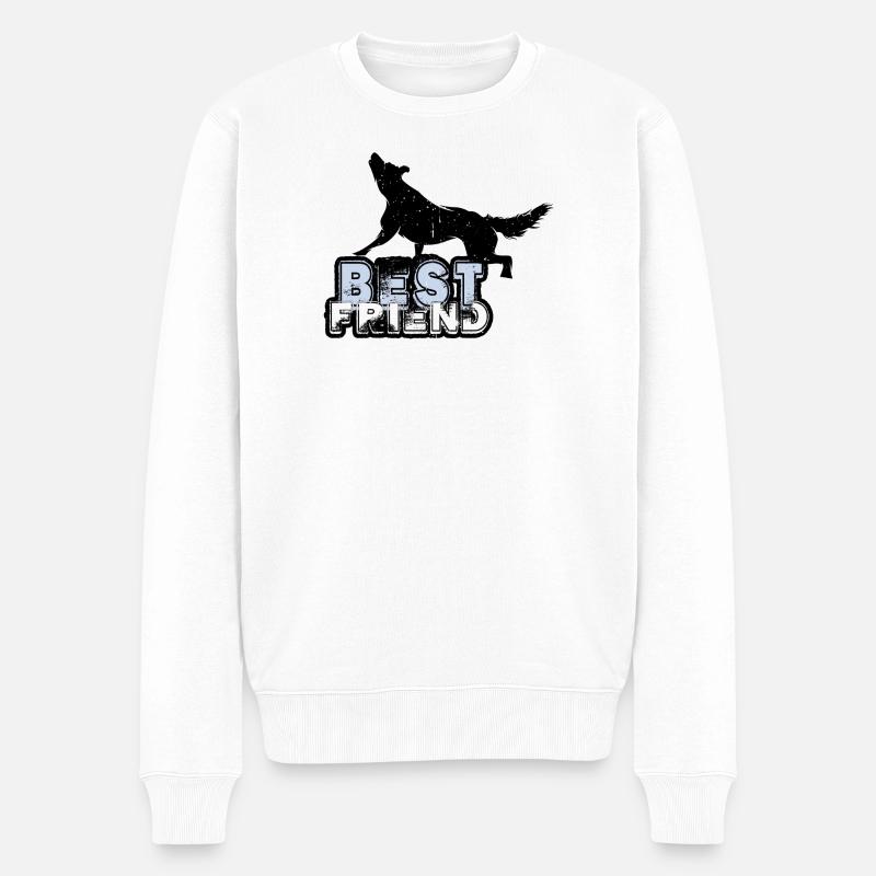 Wolf | lobo Best Friend - Männer Premium Bio Pullover - Weiß