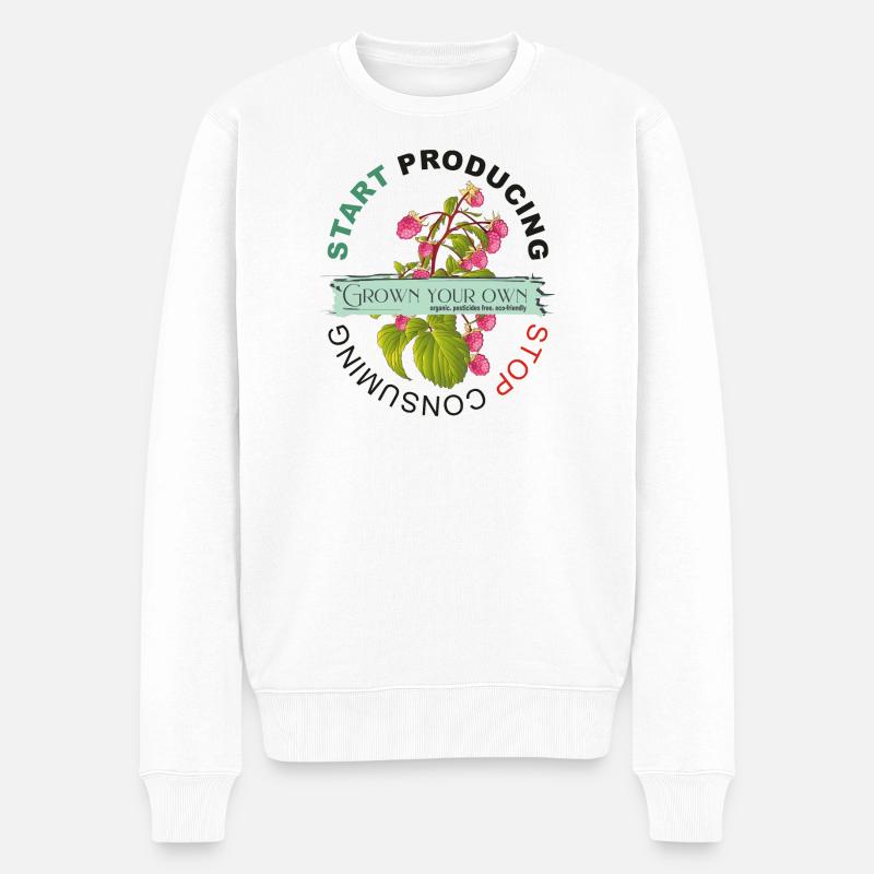 START PRODUCING | STOP CONSUMING - Männer Premium Bio Pullover - Weiß