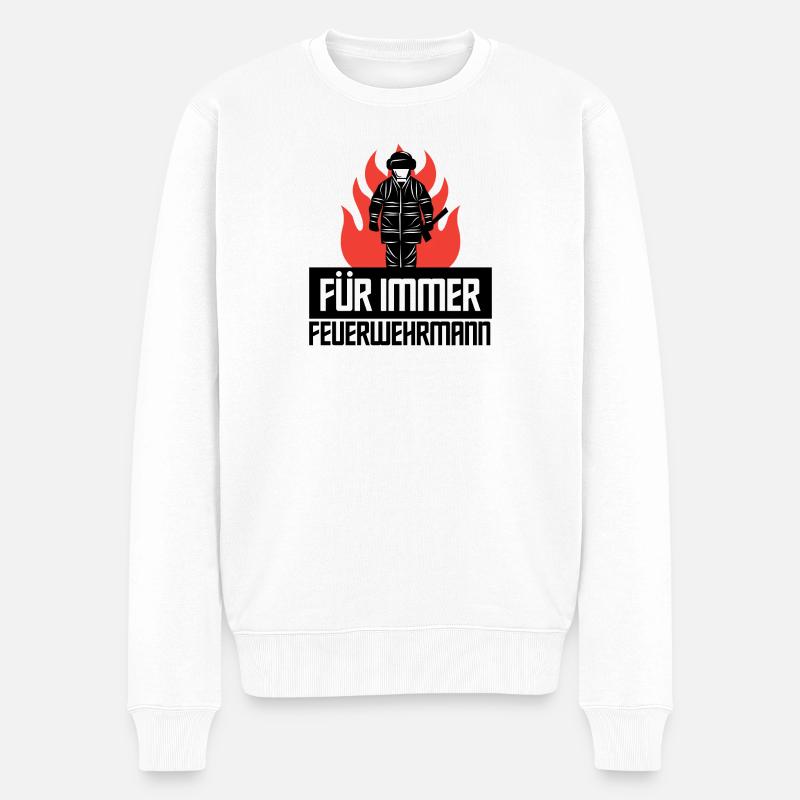 Feuerwehr Lebensretter Feuerwehrmann Statement - Männer Premium Bio Pullover - Weiß