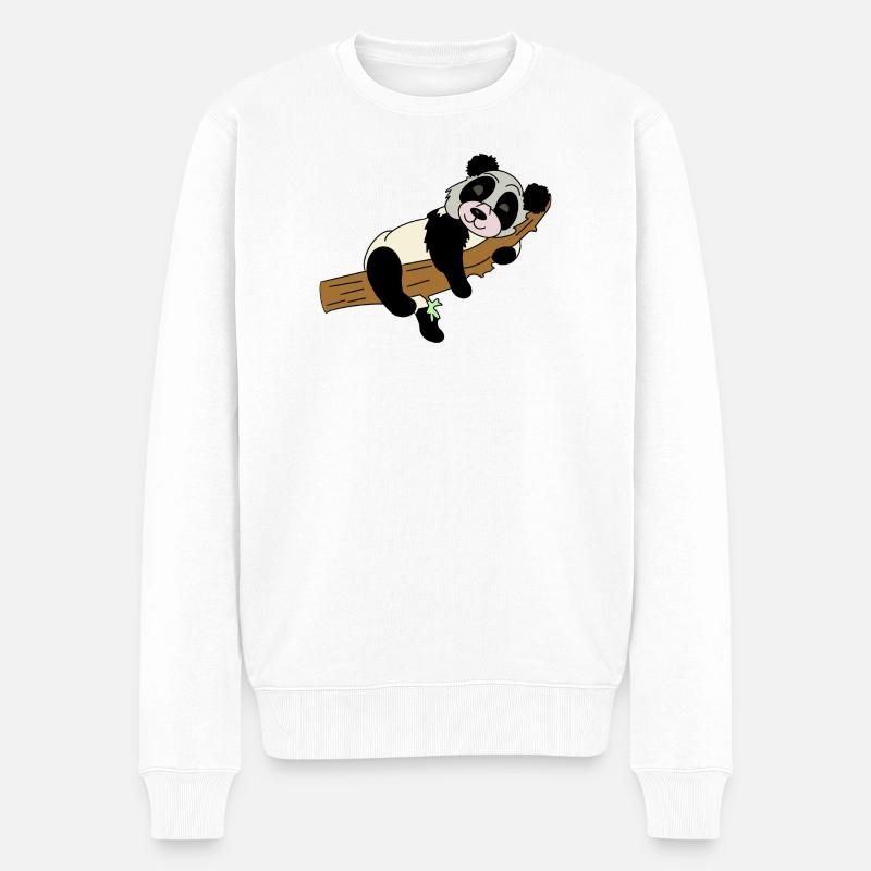 Panda auf Ast Illustration - Männer Premium Bio Pullover - Weiß