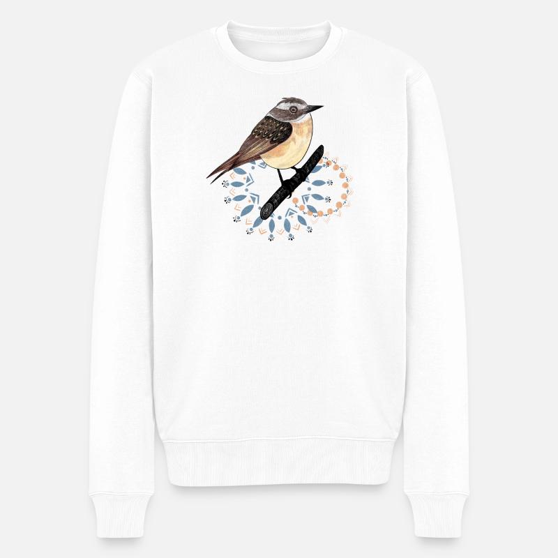 Niedliches Braunkehlchen Vogel 2023 - Männer Premium Bio Pullover - Weiß