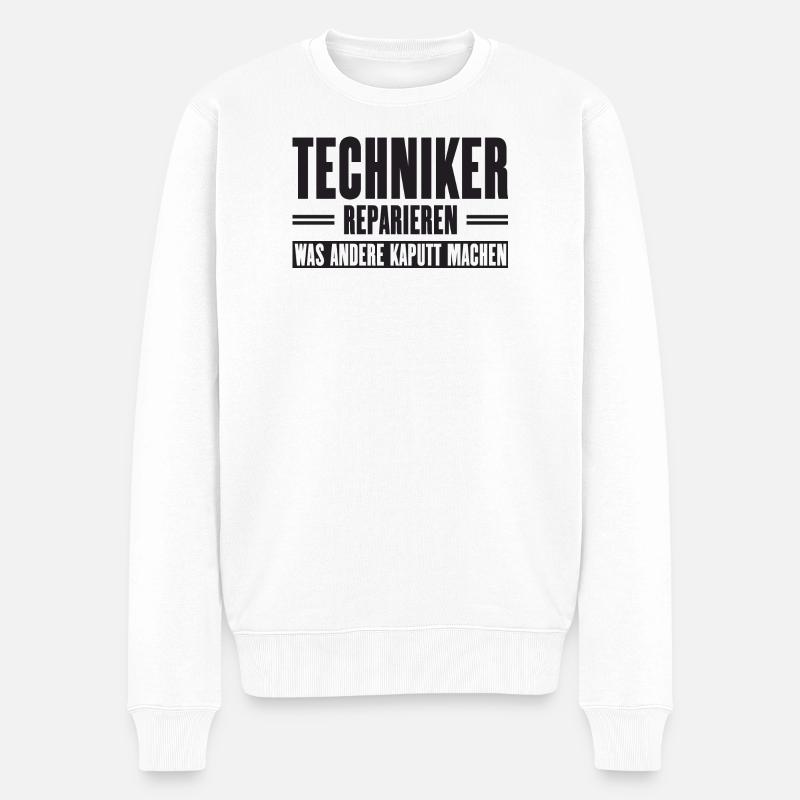 Servicetechniker Support Spruch für Handwerker - Männer Premium Bio Pullover - Weiß