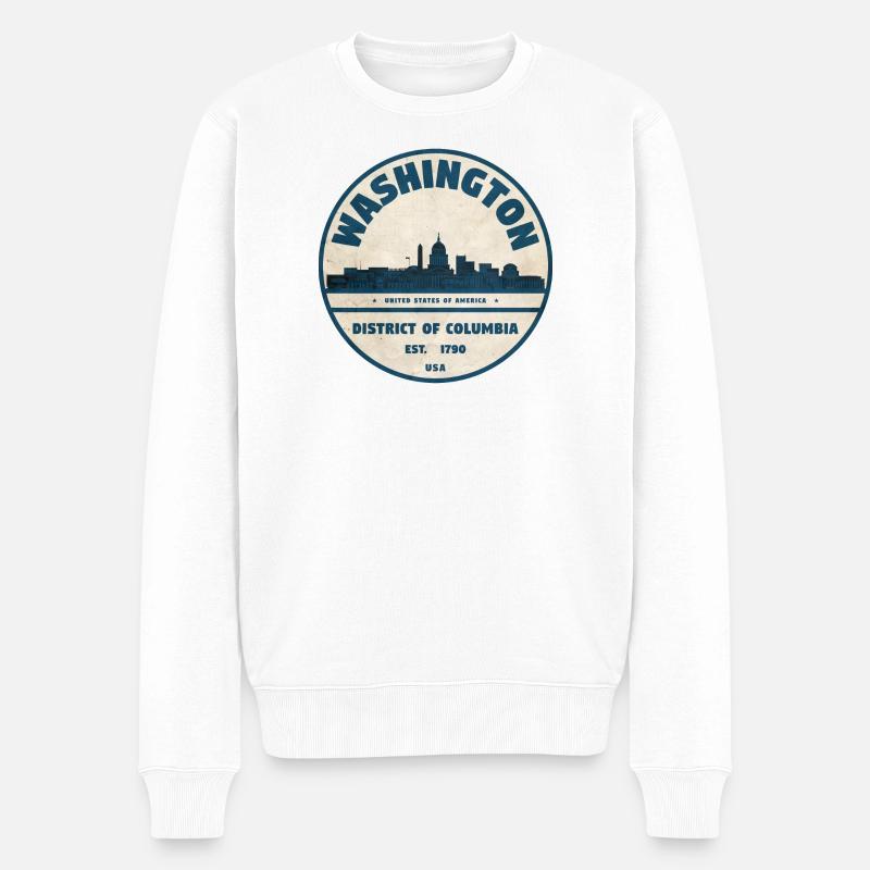 Washington DC Vintage - Pull Premium bio Homme - blanc