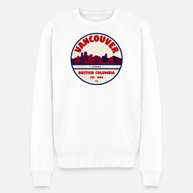 Vancouver Skyline Vintage Logo - Pull Premium bio Homme - blanc