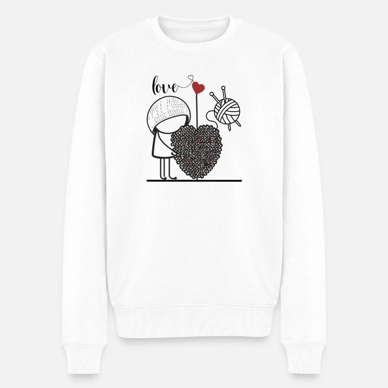 Lesekuss Herz aus Buchstaben - Männer Premium Bio Pullover - Weiß