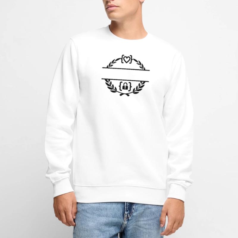Code with heart and code with lock in laurel wreath m Men's Premium Organic Jumper