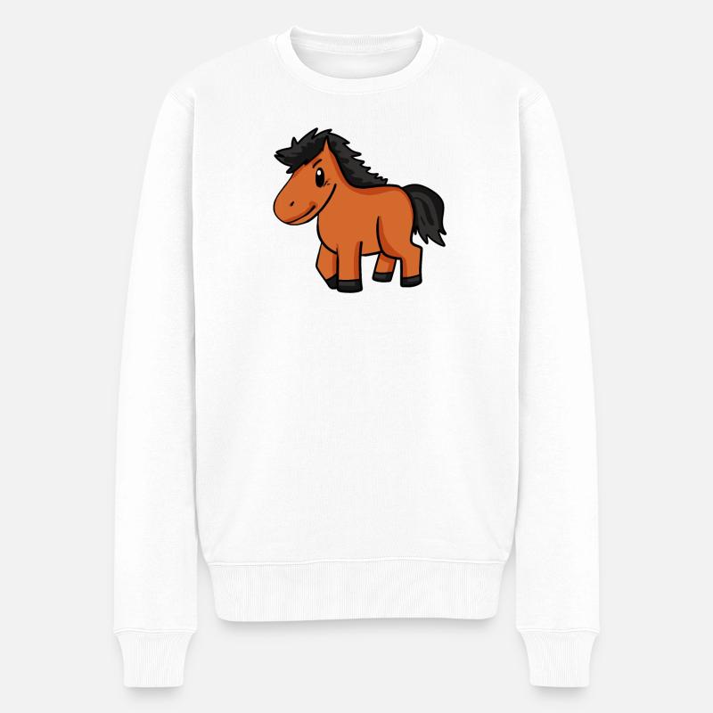 Pferd Kinder Motiv - Männer Premium Bio Pullover - Weiß