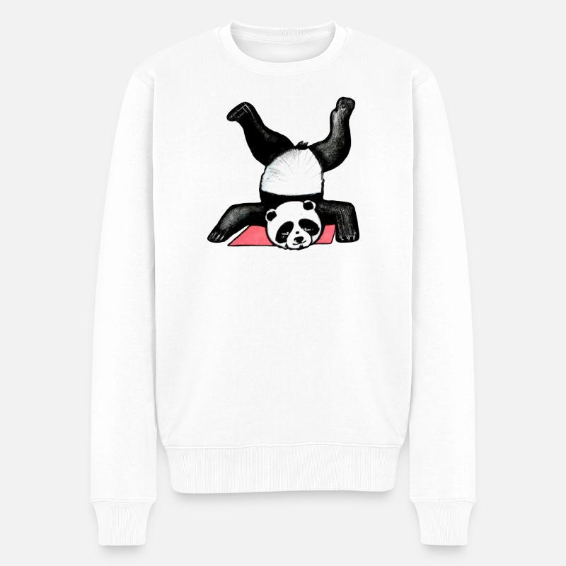 Panda Akrobat auf Matte - Männer Premium Bio Pullover - Weiß