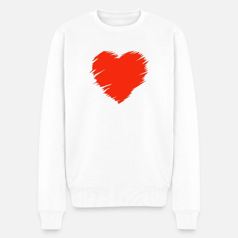 Saint-Valentin, Saint-Valentin, Saint-Valentin - Pull Premium bio Homme - blanc