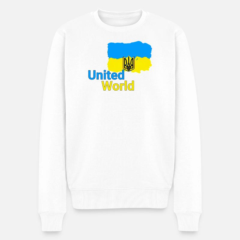 United World - Ukraine - Männer Premium Bio Pullover - Weiß