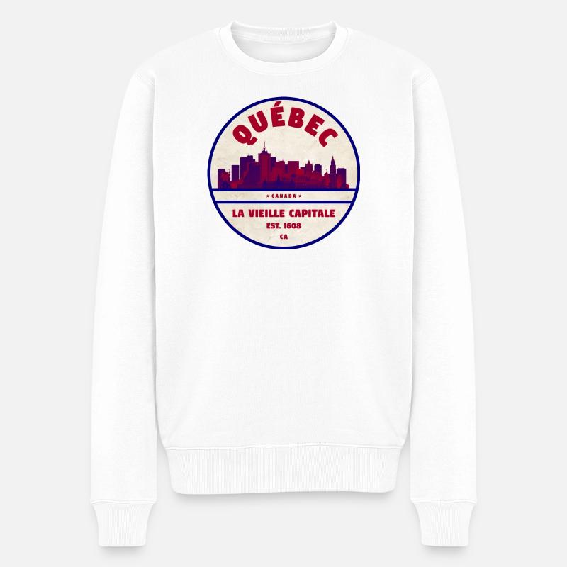 Silhouette de la Vieille Capitale au Québec - Pull Premium bio Homme - blanc