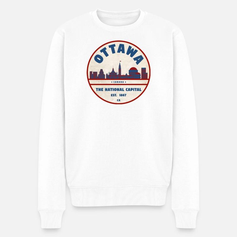Ottawa Skyline Retro - Männer Premium Bio Pullover - Weiß
