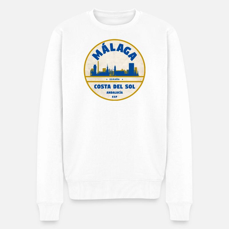Style côtier de la Skyline de Malaga - Pull Premium bio Homme - blanc
