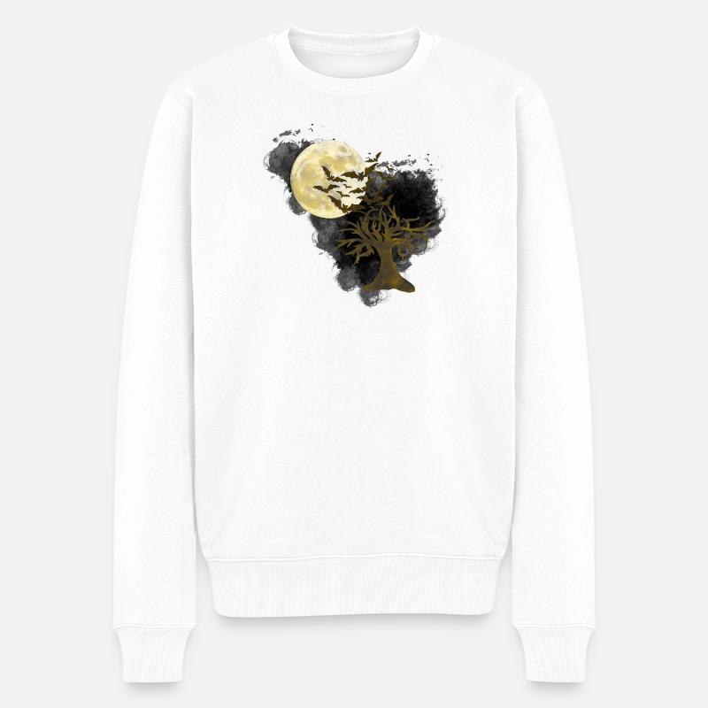 knorriger halloween-Baum, gothic motiv, Monde - Männer Premium Bio Pullover - Weiß