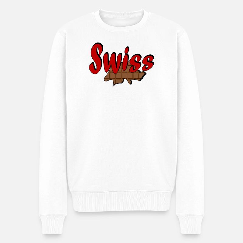 Schweizer Schokolade - Männer Premium Bio Pullover - Weiß
