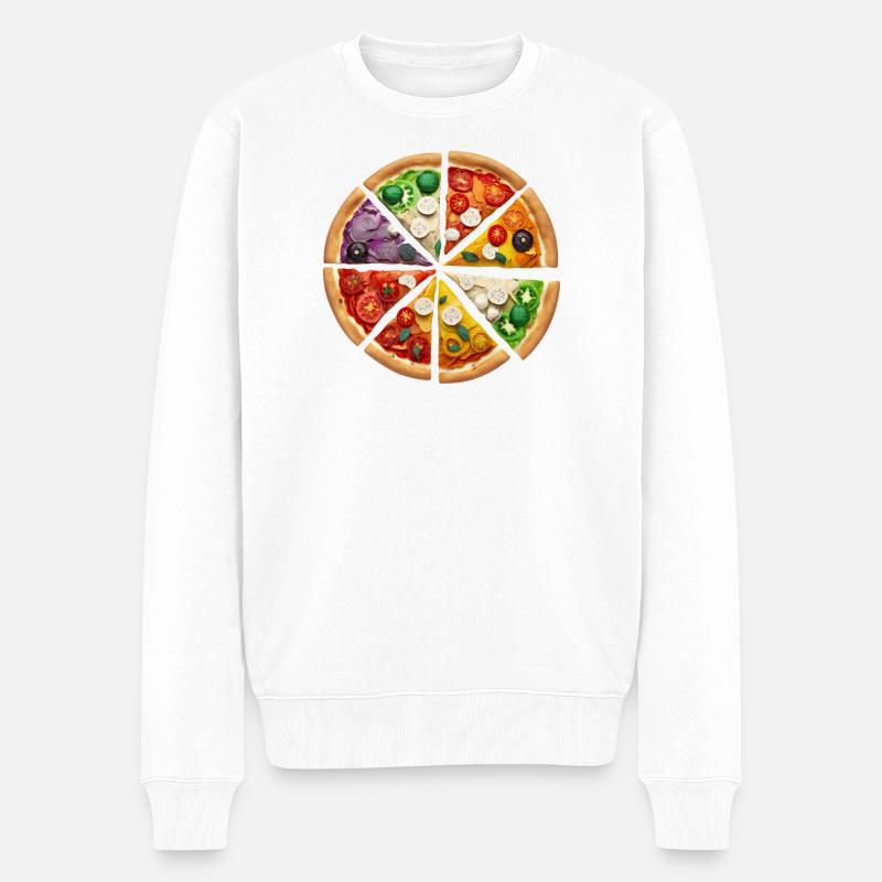 Regenbogenpizza Segmente - Männer Premium Bio Pullover - Weiß