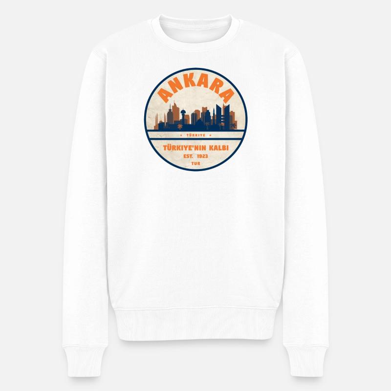 Ankara Skyline Badge - Pull Premium bio Homme - blanc