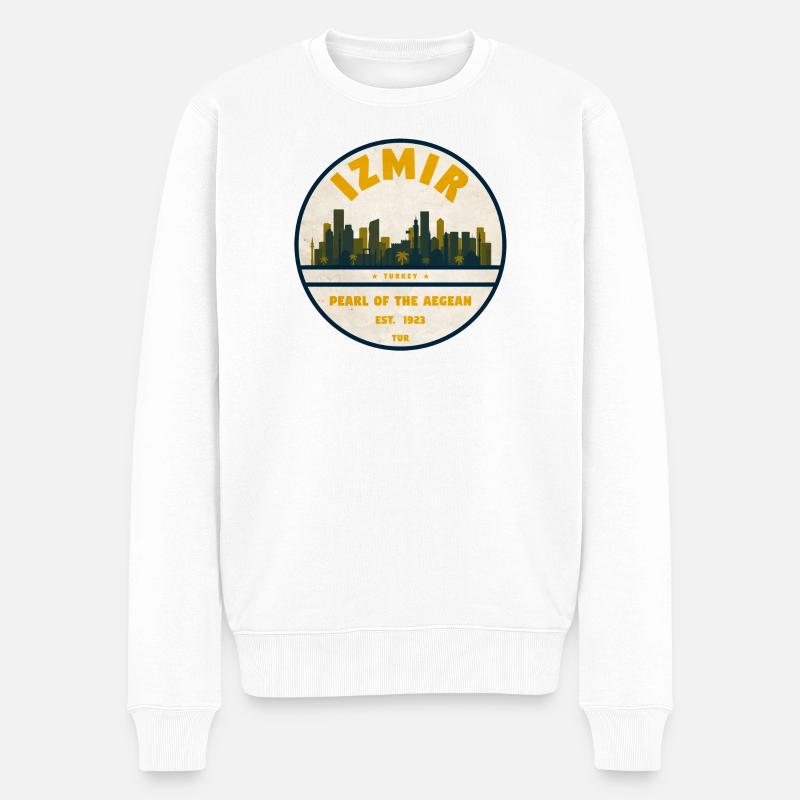 Izmir Perle der Ägäis Abzeichen - Männer Premium Bio Pullover - Weiß