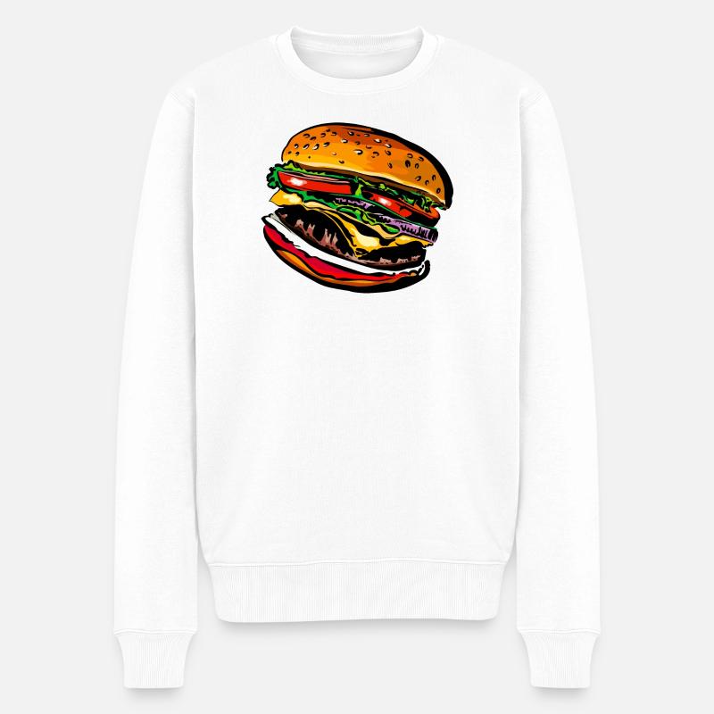 Burger Cheeseburger Restauration rapide - Pull Premium bio Homme - blanc