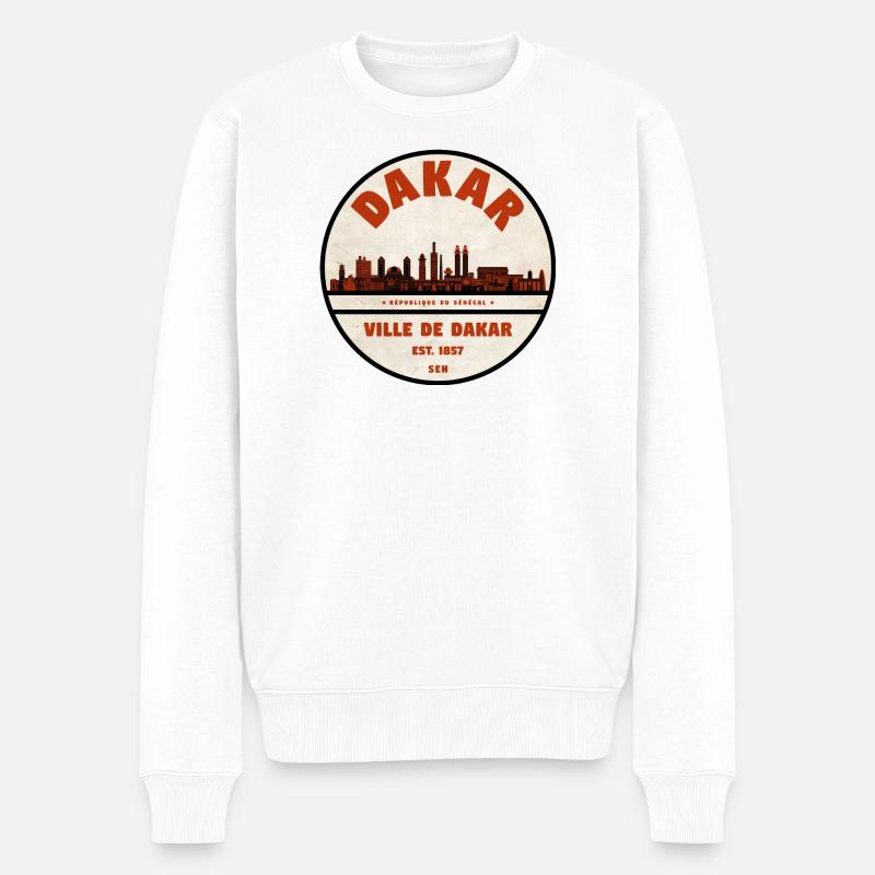 Dakar Skyline Retro-Emblem - Männer Premium Bio Pullover - Weiß