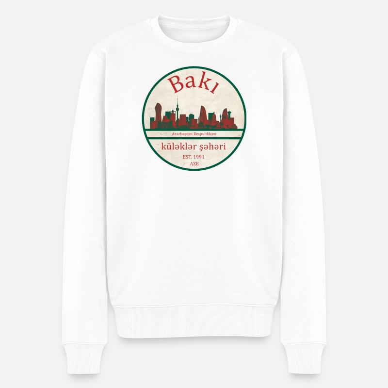 Emblème de la Skyline de Bakou - Pull Premium bio Homme - blanc