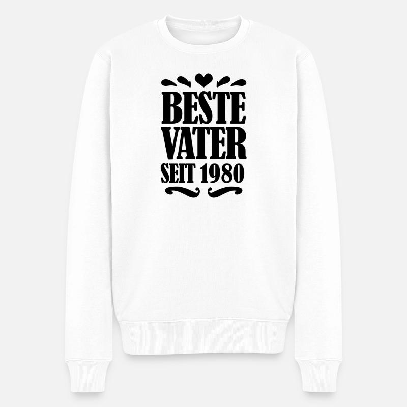 Bester Vater seit 1980 - Männer Premium Bio Pullover - Weiß