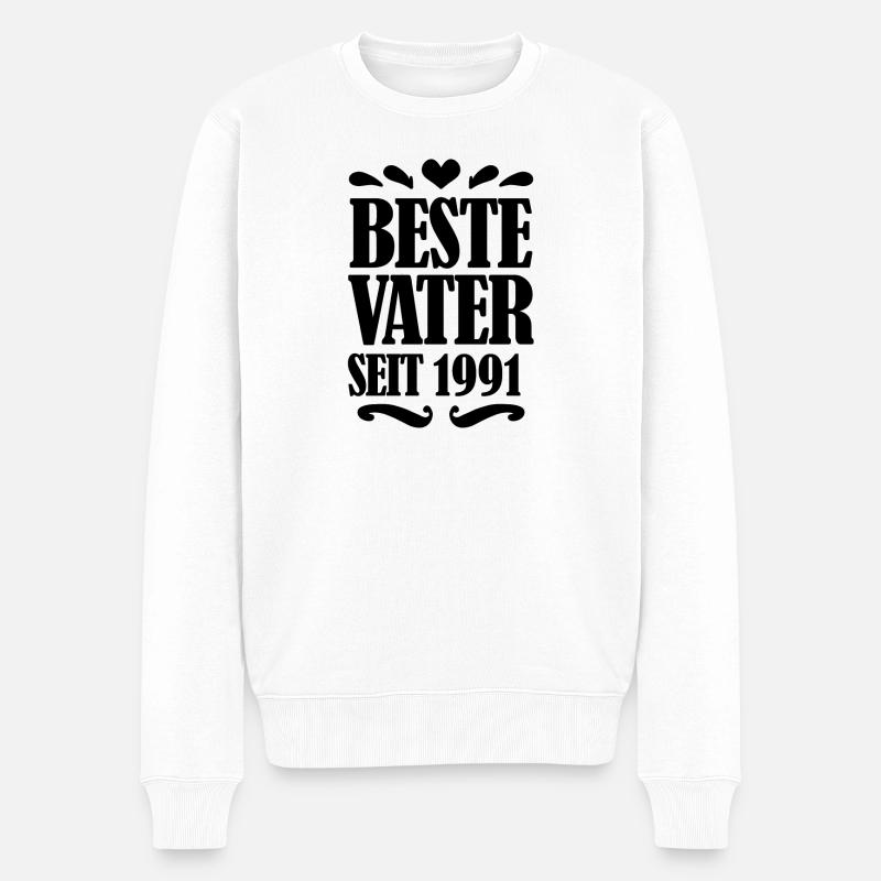 Bester Vater seit 1991 - Männer Premium Bio Pullover - Weiß