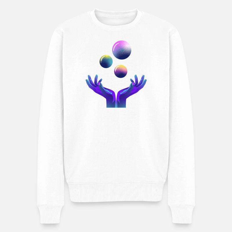 Grafik, Universum, Planet - Männer Premium Bio Pullover - Weiß
