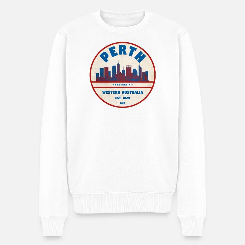 Perth Skyline Rétro AU - Pull Premium bio Homme - blanc