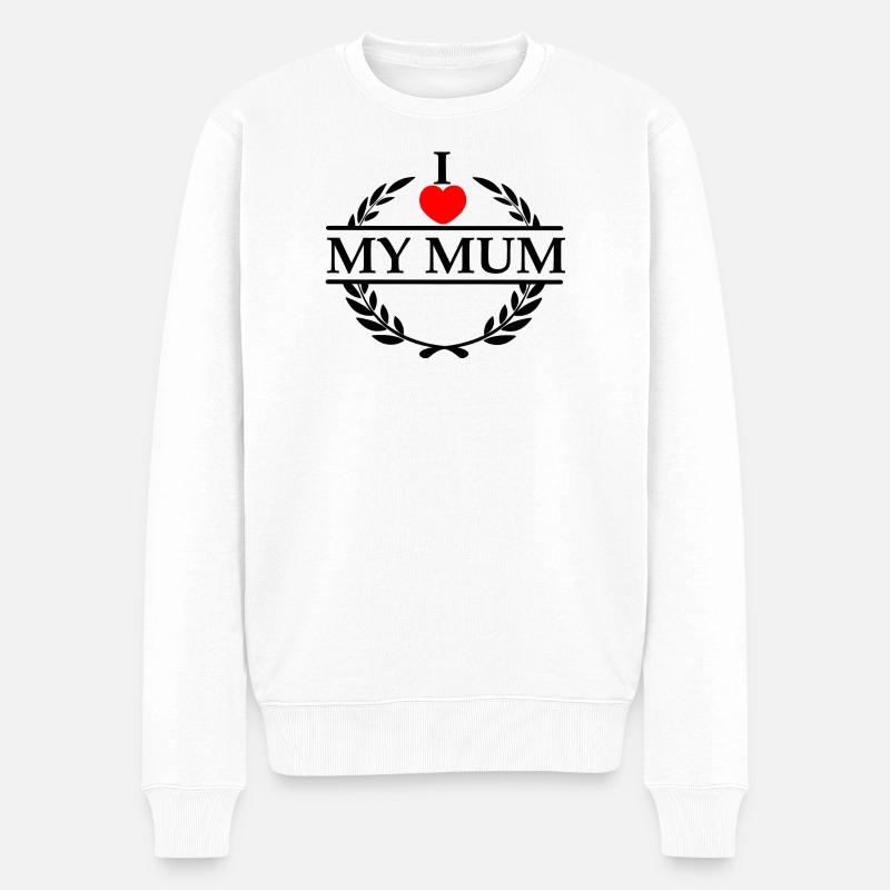 Ich liebe meine Mama - Männer Premium Bio Pullover - Weiß