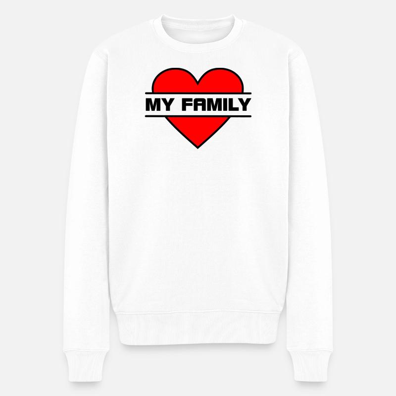 Herz, ich liebe meine Familie - Männer Premium Bio Pullover - Weiß