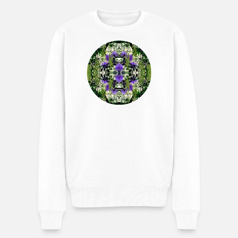 Natur Mandala Frühling in Dennenlohe - Männer Premium Bio Pullover - Weiß