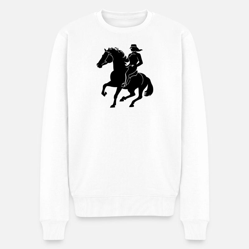 Pferd, Reiten, Reiter, Pferde - Männer Premium Bio Pullover - Weiß