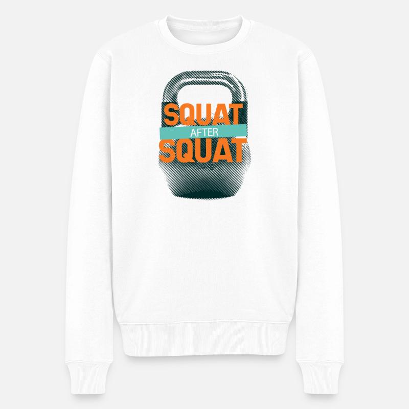 Kettlebell Squat Workout - Männer Premium Bio Pullover - Weiß