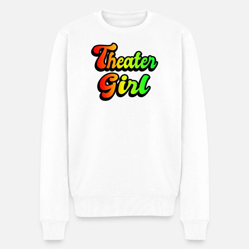 Theater Mädchen Regenbogen - Männer Premium Bio Pullover - Weiß
