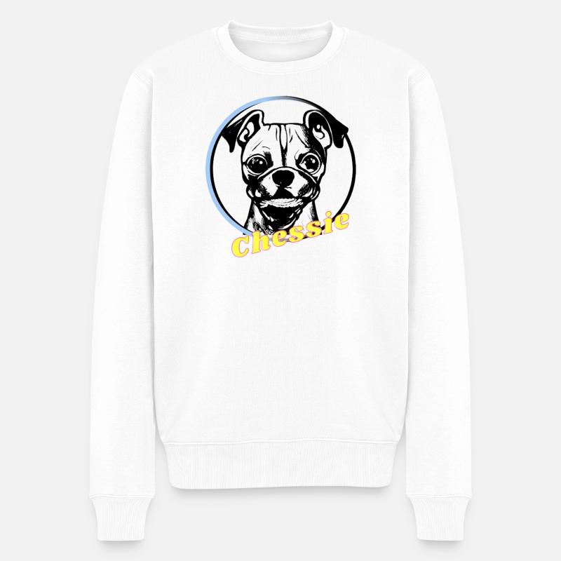 Chessie Hundemotiv Strichzeichnung - Männer Premium Bio Pullover - Weiß