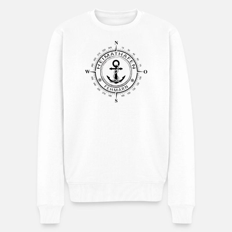 Heimathafen Fehmarn - Männer Premium Bio Pullover - Weiß