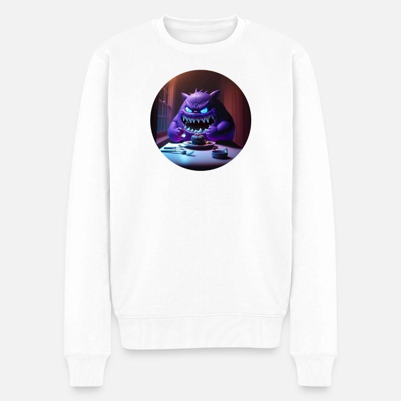 Süsses Monster Comic - Männer Premium Bio Pullover - Weiß