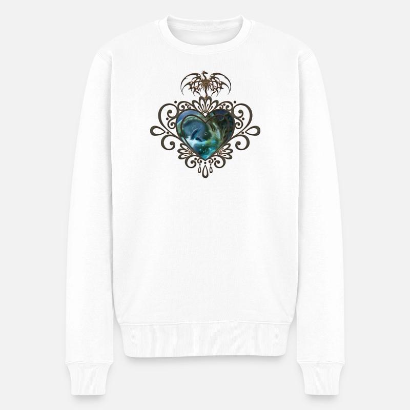 Niedlicher Delfin in einer Blase die Herzen des Ozeans - Männer Premium Bio Pullover - Weiß