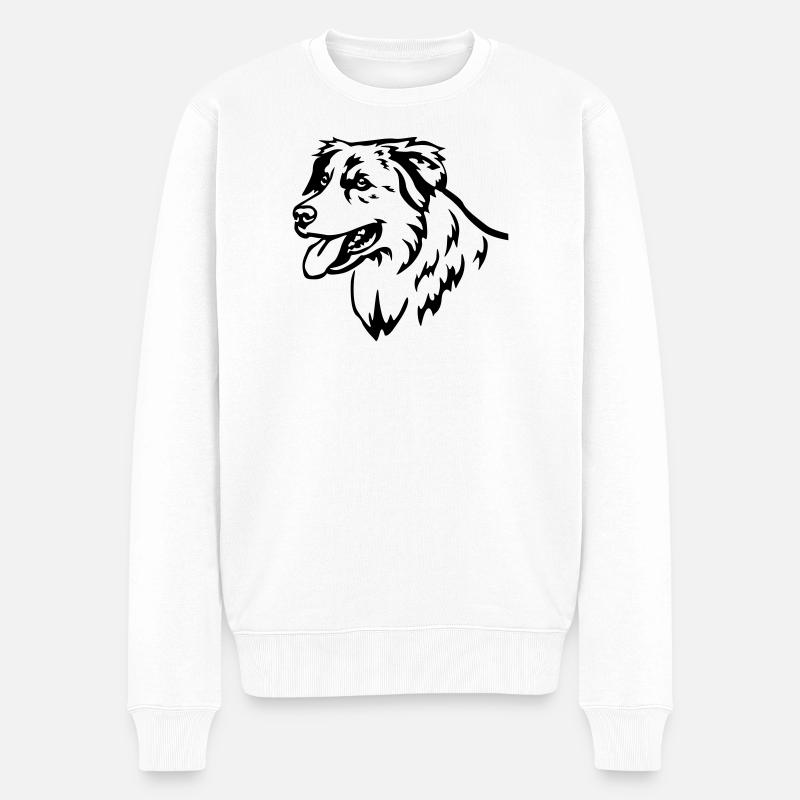 Australian Shepherd Kopf - Männer Premium Bio Pullover - Weiß