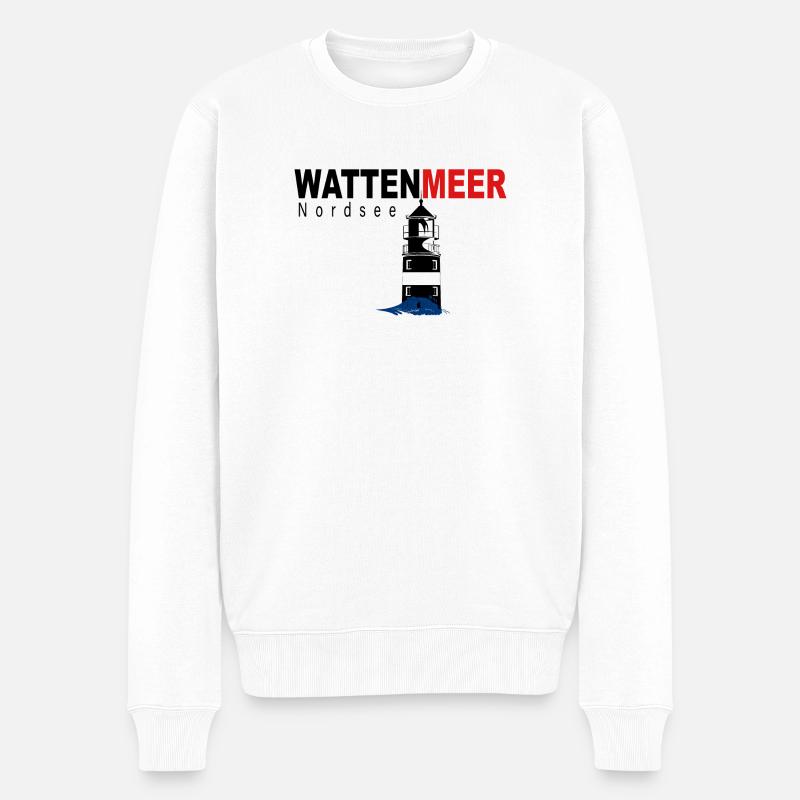 Wattenmeer - Männer Premium Bio Pullover - Weiß