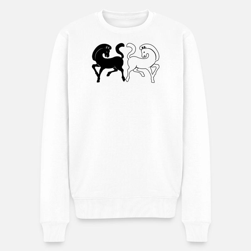 Deux chevaux noir et blanc - Pull Premium bio Homme - blanc