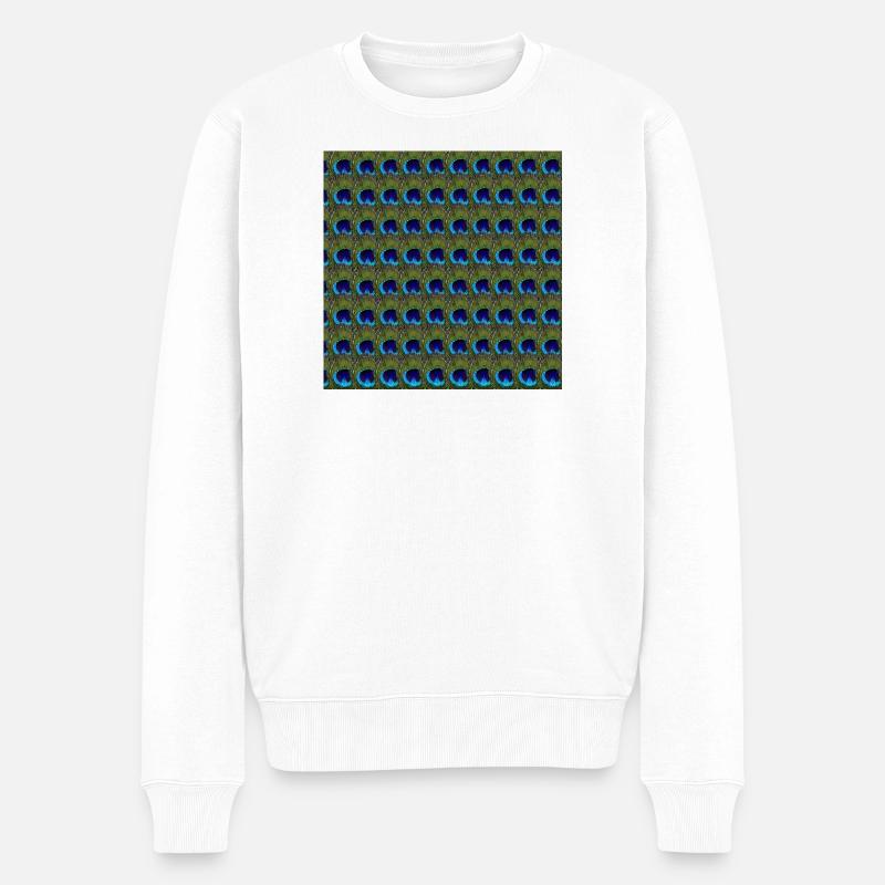 tolle federmuster, Pfauenfedermuster überlappend - Männer Premium Bio Pullover - Weiß