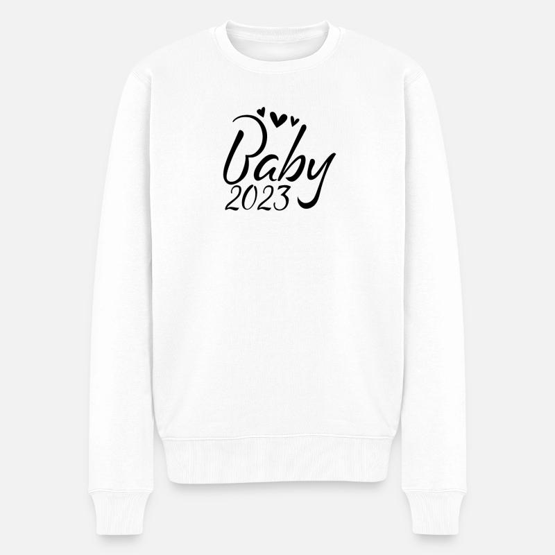 Baby 2023 - Geburt Schwanger - Männer Premium Bio Pullover - Weiß