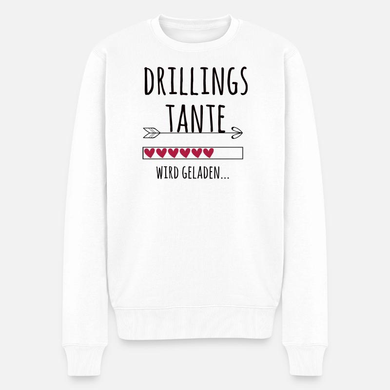 werdende Drillingstante Schwangerschaft Drillinge - Männer Premium Bio Pullover - Weiß